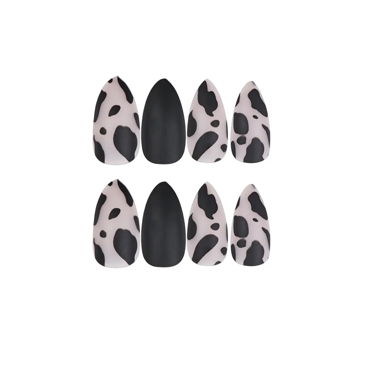 Black milk cow fake nails set（1set=24 pcs）