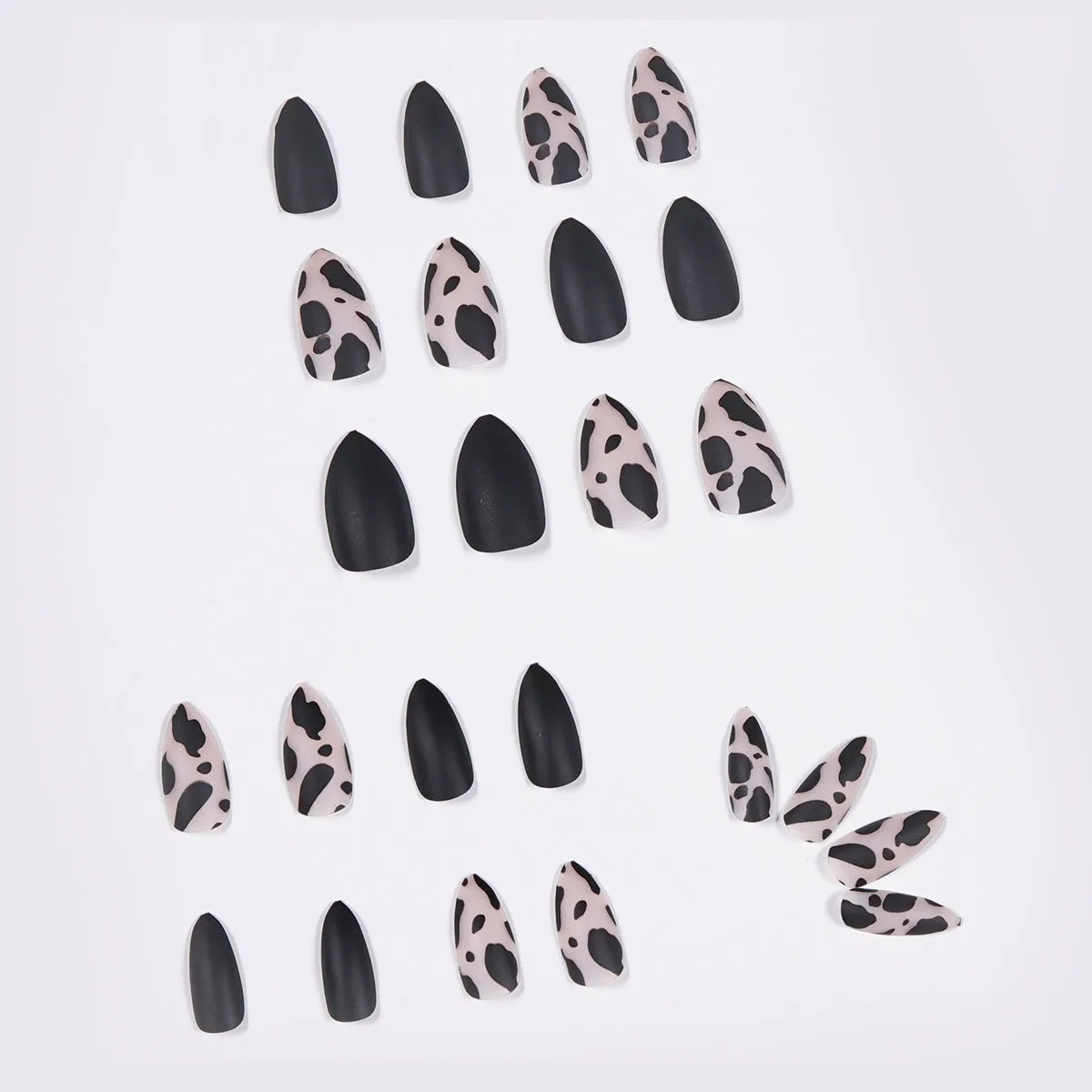 Black milk cow fake nails set（1set=24 pcs）