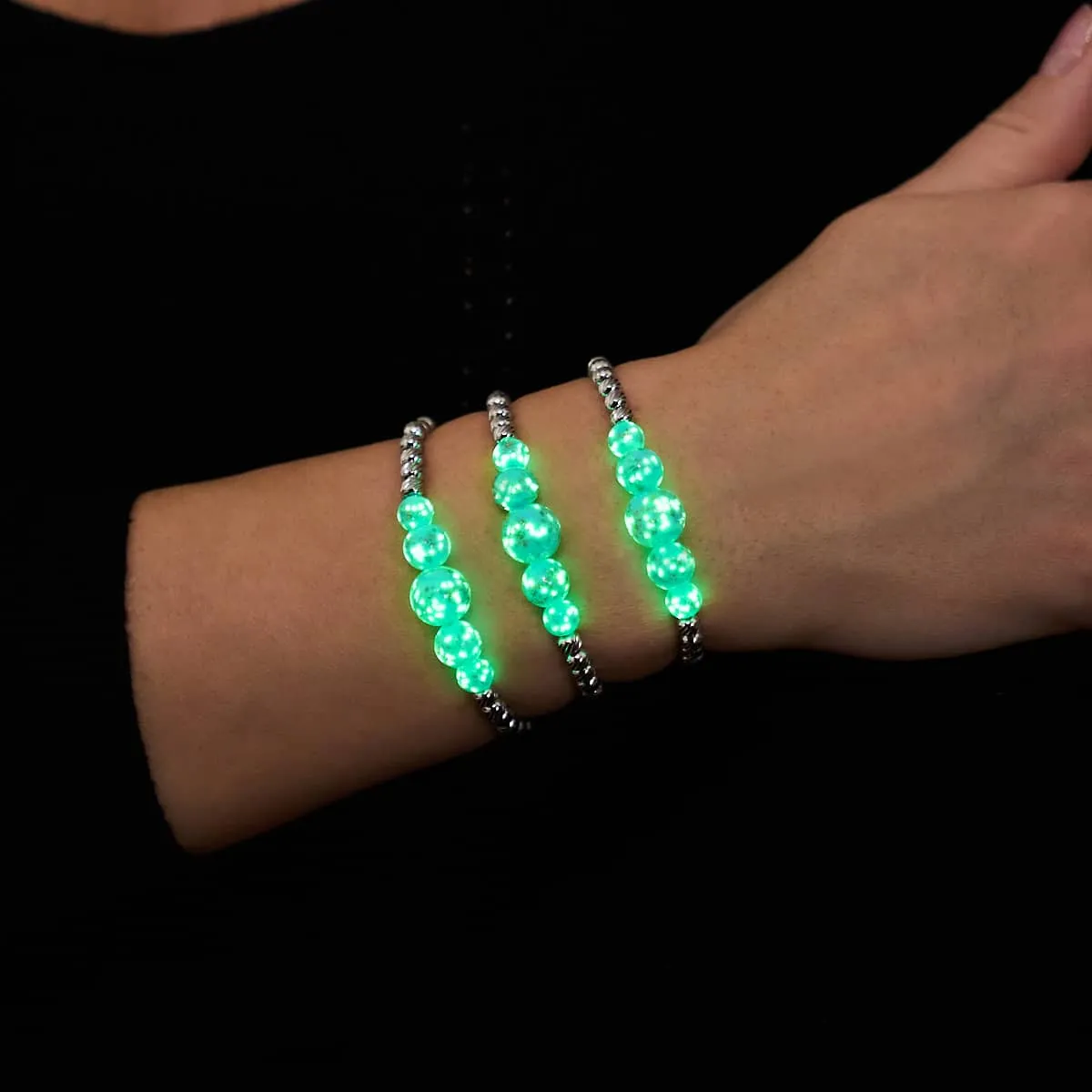 Cerulean | Silver | Firefly Glass Cascade Bracelet
