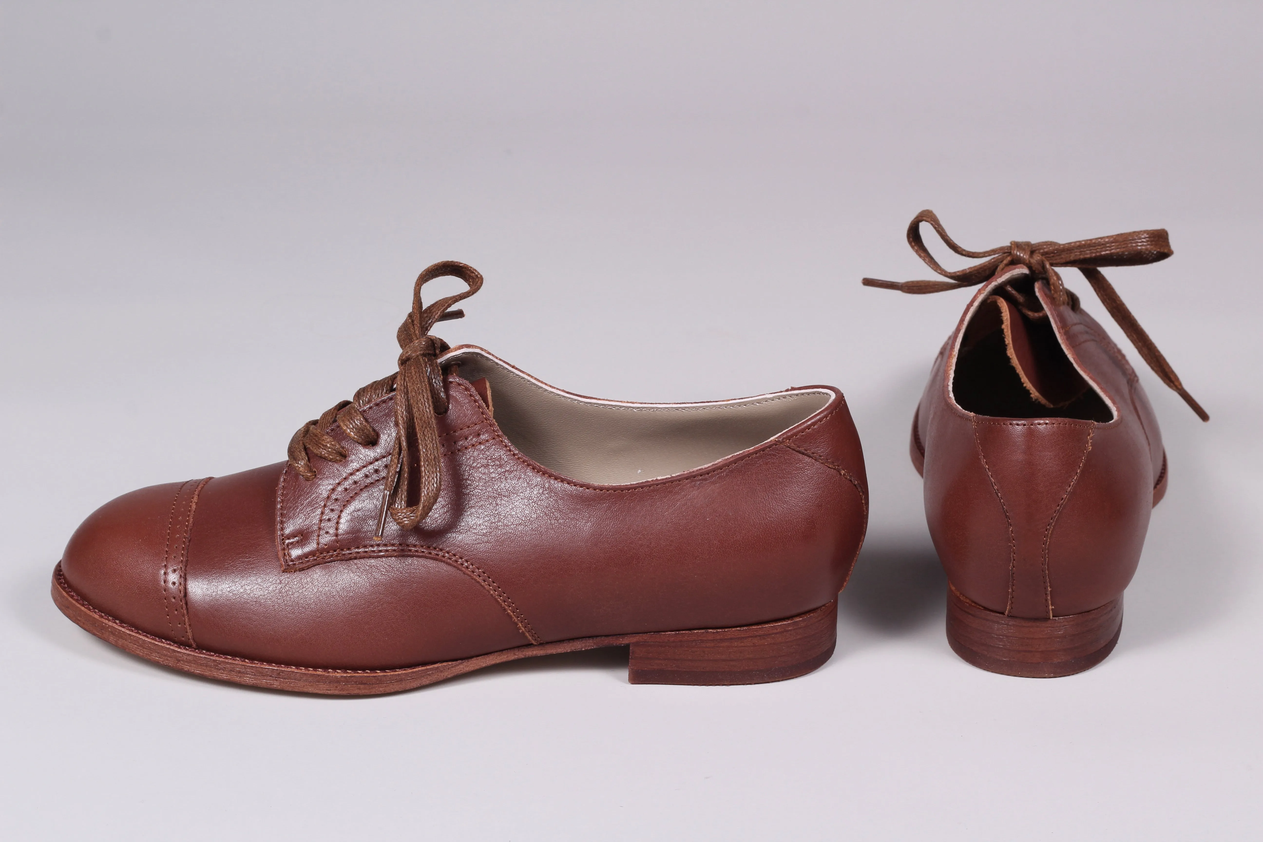 Everyday flat Derby shoes - 40s - Brown - Eleanor