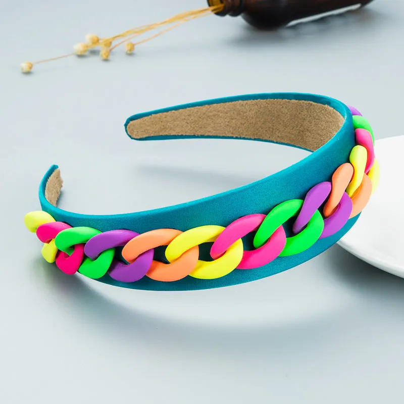 Fashion color chain macaron headband（AE4055）