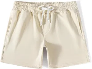 NIMENJOJA Mens 5.5" Athletic Gym Shorts Cotton Jogger Workout Lounge Jersey Zipper Pocket Sweat Shorts