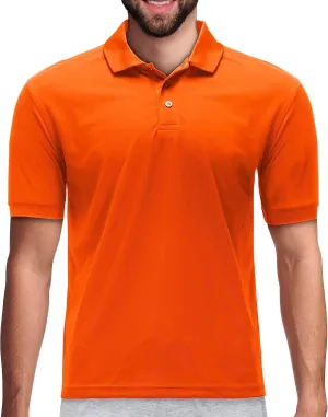 Premium Wear Men's Polo T-Shirt, High Moisture Wicking Dry Fit Performance Short-Sleeve Polo T-Shirt w Collar for Golf Tennis