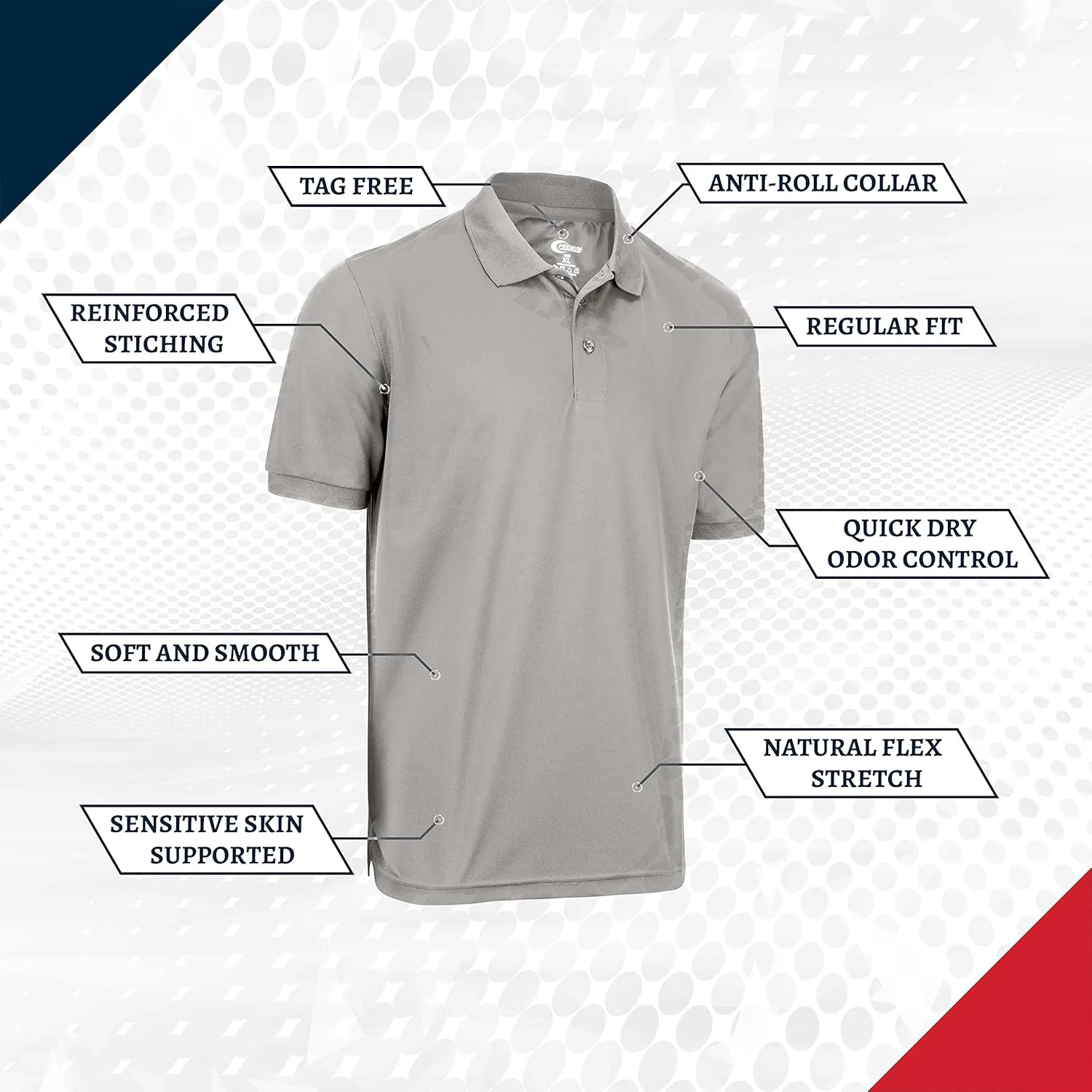 Premium Wear Men's Polo T-Shirt, High Moisture Wicking Dry Fit Performance Short-Sleeve Polo T-Shirt w Collar for Golf Tennis