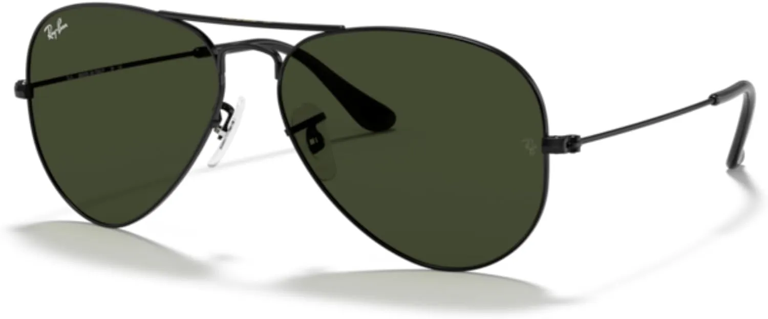Ray-Ban RB3025 Metal Aviator Sunglasses For Men For Women   BUNDLE with Designer iWear Eyewear Care Kit