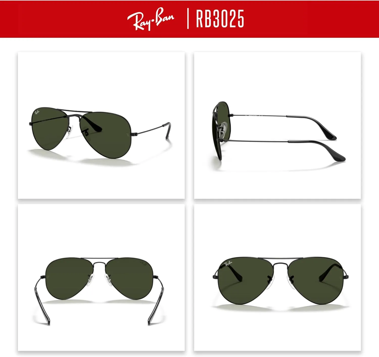 Ray-Ban RB3025 Metal Aviator Sunglasses For Men For Women   BUNDLE with Designer iWear Eyewear Care Kit