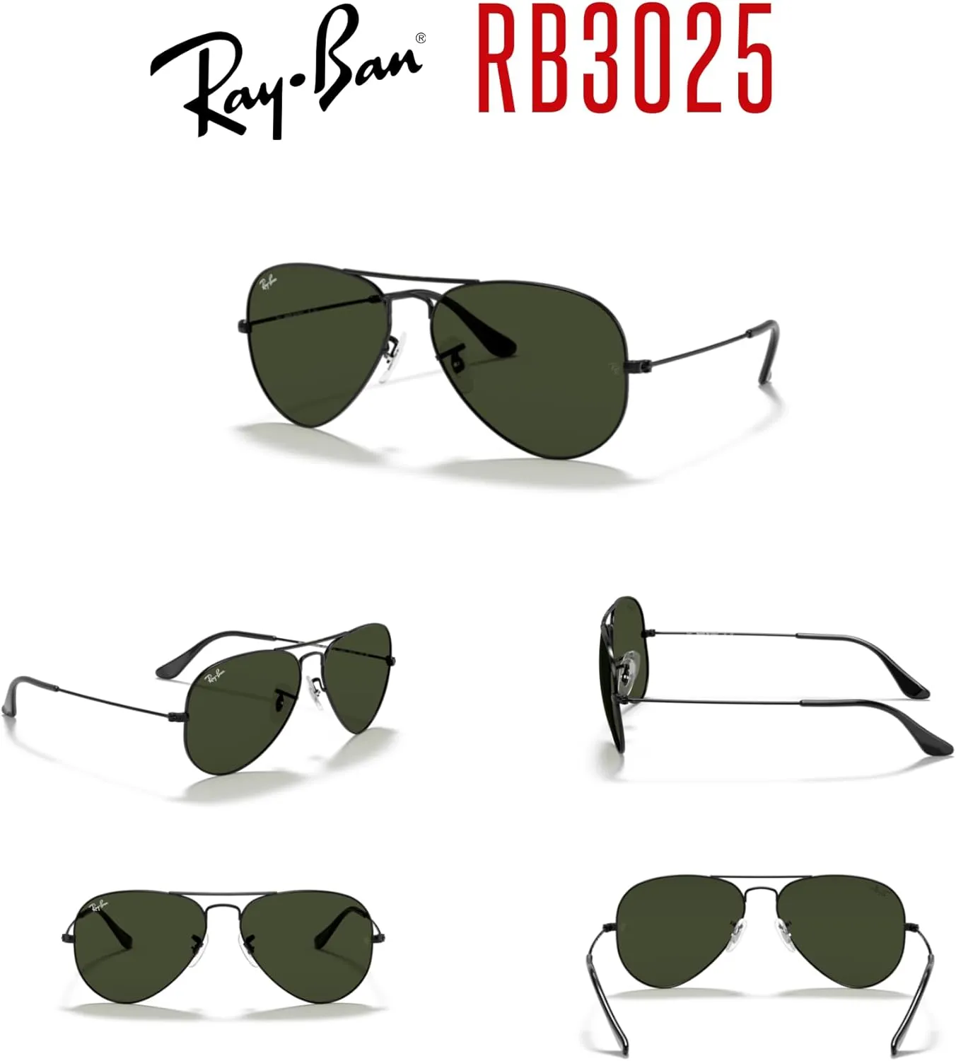 Ray-Ban RB3025 Metal Aviator Sunglasses For Men For Women   BUNDLE with Designer iWear Eyewear Care Kit