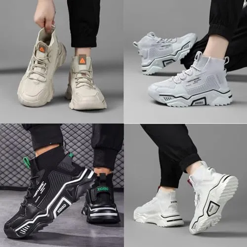 SANNAX Homme Baskets Chaussures Running Sport Sneakers Montante Sneakers Dcontracte Mesh Gym Outdoor Trail Elastique Tennis Training Jogging Walking