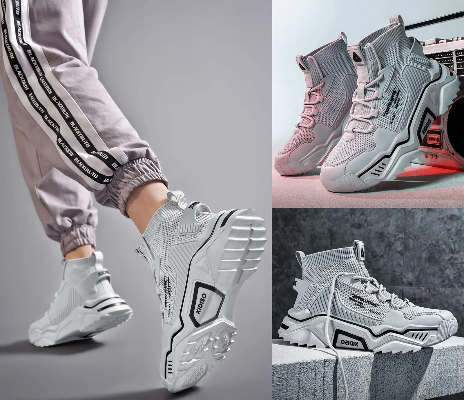 SANNAX Homme Baskets Chaussures Running Sport Sneakers Montante Sneakers Dcontracte Mesh Gym Outdoor Trail Elastique Tennis Training Jogging Walking