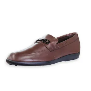 Tod's Men's Derby Brown Leather Slip On Loafer Rounded Toe Low Top Heel Shoes