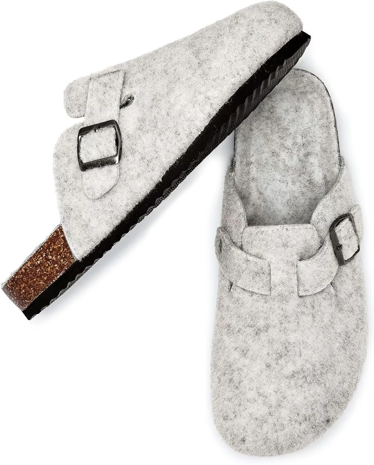 Torotto Mens Clogs Cork Footbed Suede Slippers Arch Support Potato Shoes with Adjustable Buckle