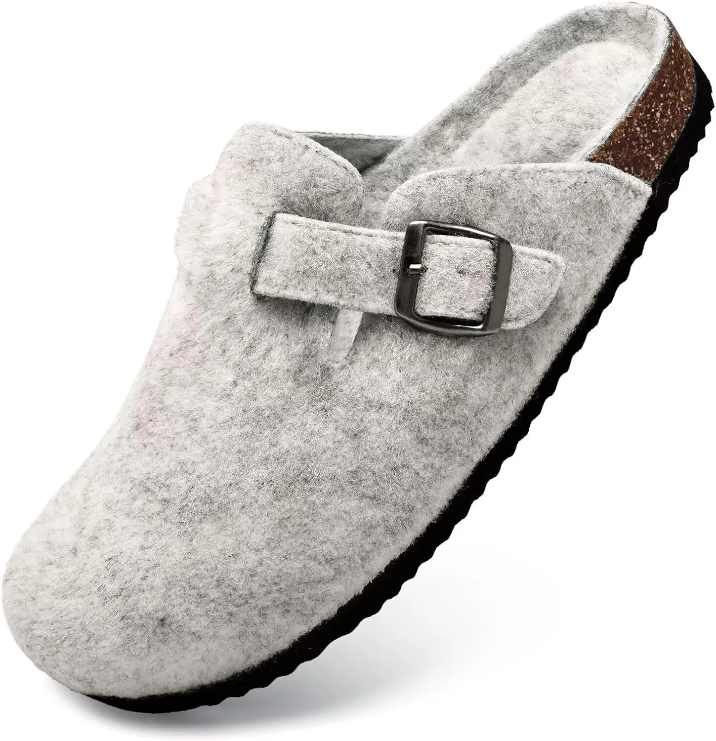 Torotto Mens Clogs Cork Footbed Suede Slippers Arch Support Potato Shoes with Adjustable Buckle