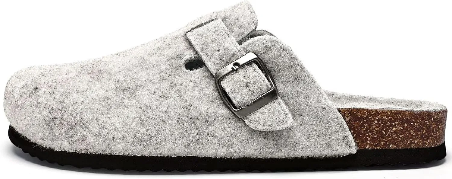 Torotto Mens Clogs Cork Footbed Suede Slippers Arch Support Potato Shoes with Adjustable Buckle