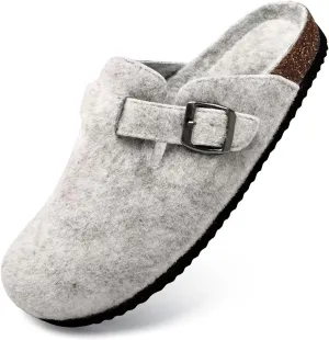 Torotto Mens Clogs Cork Footbed Suede Slippers Arch Support Potato Shoes with Adjustable Buckle