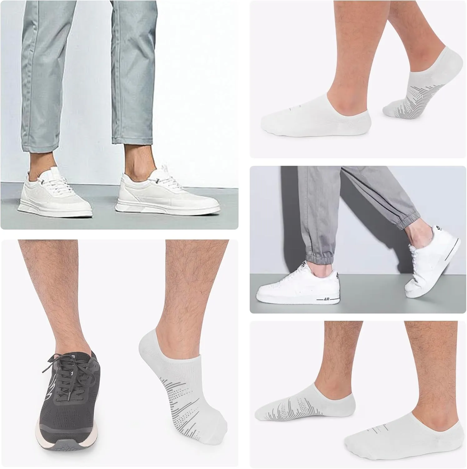 wernies No Show Socks Men 10 Pairs Ankle Low Cut Cotton Men Socks with Non Slip Grips 6-10/11-13