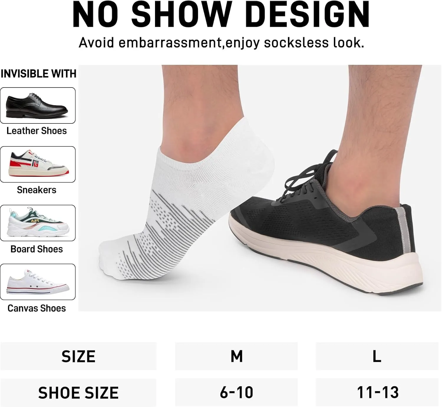 wernies No Show Socks Men 10 Pairs Ankle Low Cut Cotton Men Socks with Non Slip Grips 6-10/11-13